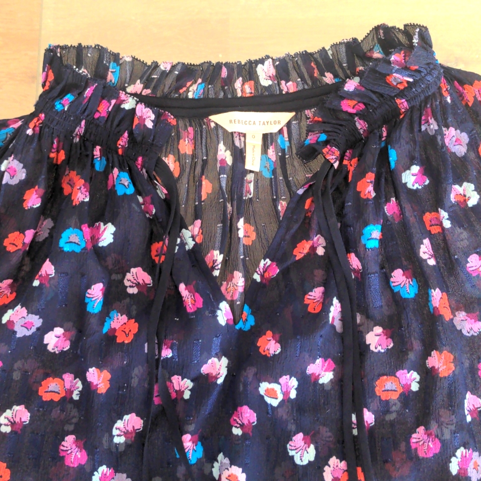 Rebecca Taylor Silk Shirt W/ Lace Trim